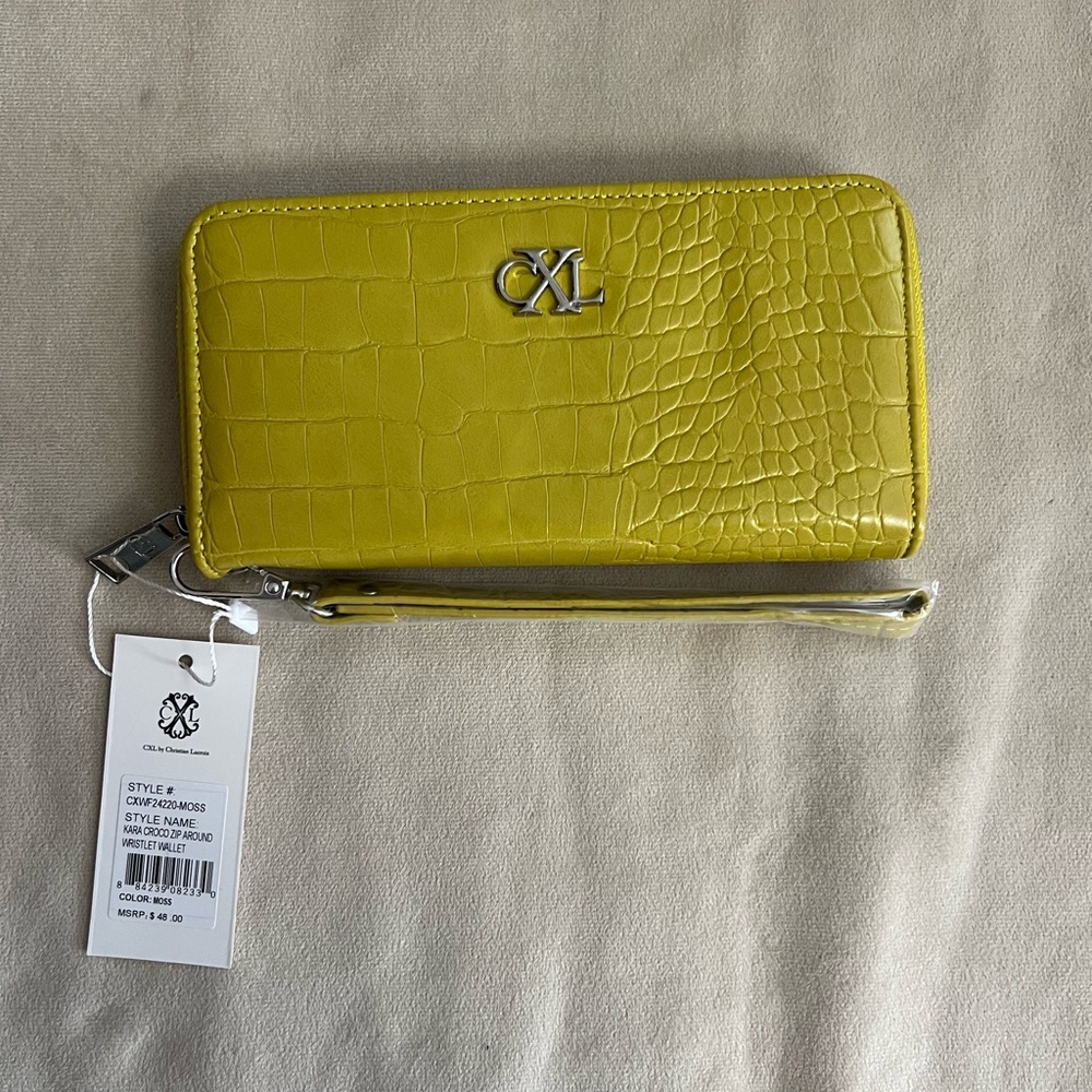 💚 CXL by Christian Lacroix Kara Croco Zip Around Wristlet Wallet – Moss 💚